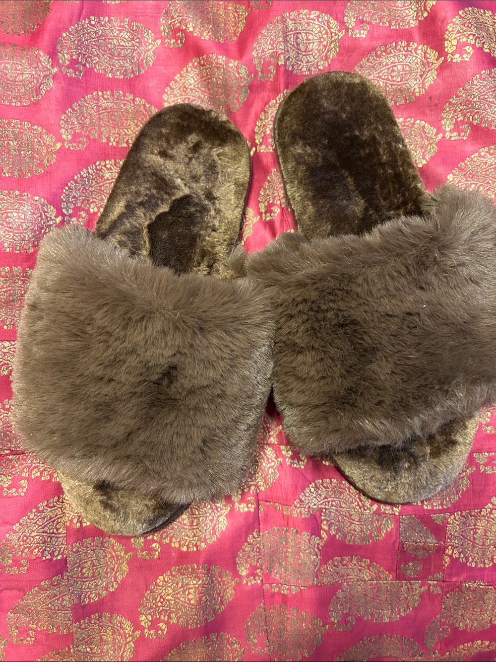 Asos Plush Faux Fur Slide Slippers - Brown